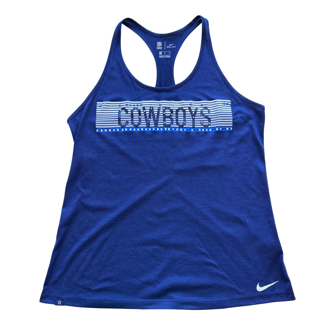 Nike Women Dallas Cowboys Rhinestone Dri-FIT Tank Top Sporty‎ Athletic Running - Picture 2 of 9